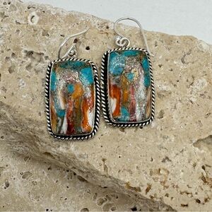 Oyster Copper Turquoise Dangle Earrings